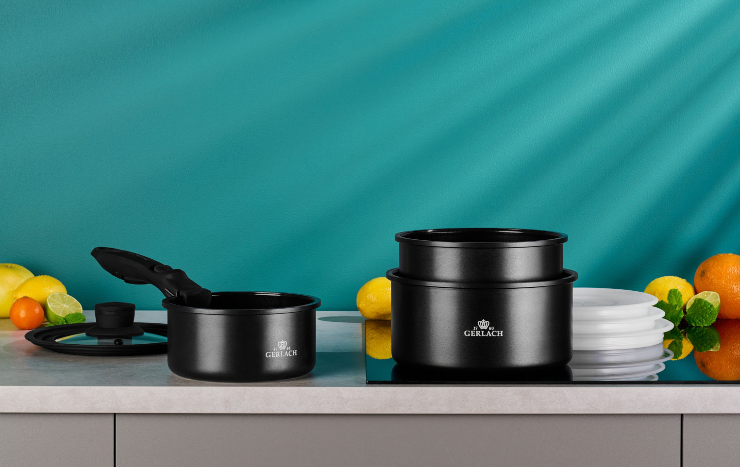 Zestaw 3x patelni 20/24/28 cm GRANITEX + Garnki 24/28 cm GRANITEX + Zestaw garnków 4 el. SMART