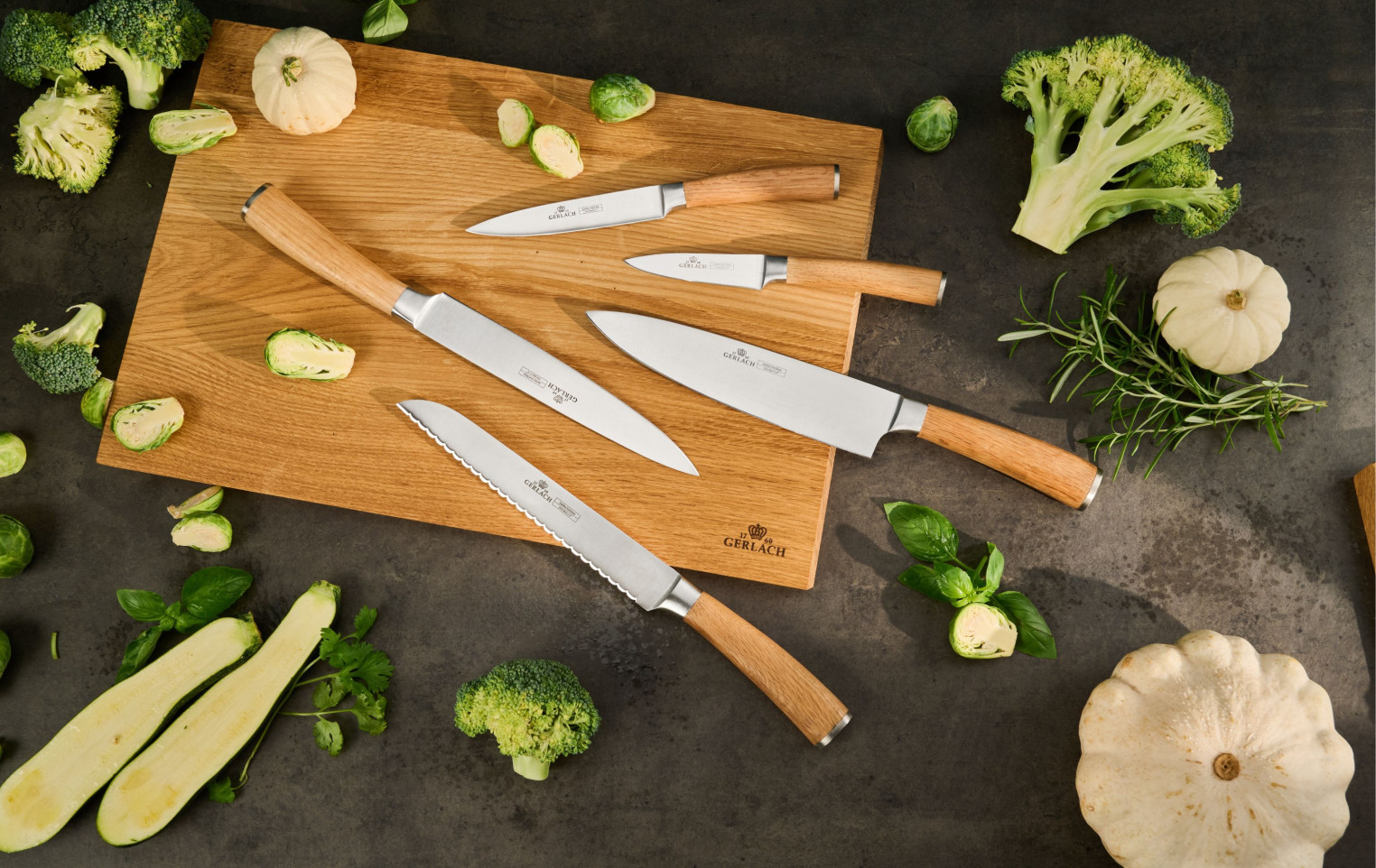 Zestaw kuchenny NATUR pastelowo-zielony + Zestaw 2x patelnia AMBIENTE THERMOCOAT 24/28 cm