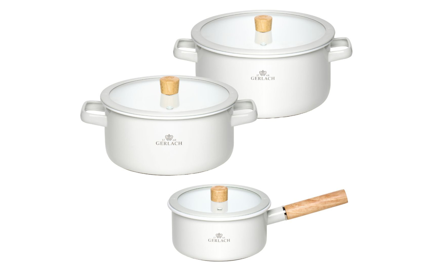 Zestaw kuchenny NATUR biały + Zestaw 2x patelnia AMBIENTE THERMOCOAT 24/28 cm