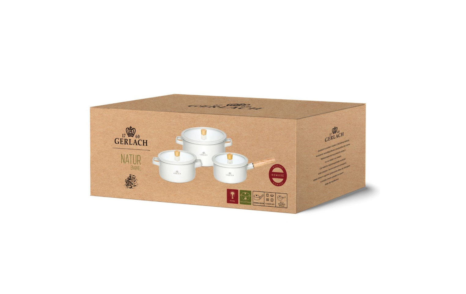 Zestaw kuchenny NATUR biały + Zestaw 2x patelnia AMBIENTE THERMOCOAT 24/28 cm