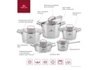 Zestaw garnków SUPERIOR + zestaw sztućców MUZA 68 szt. + kpl. noży FINE + 3x patelnie AMBIENTE THERMOCOAT + pokrywki SMART