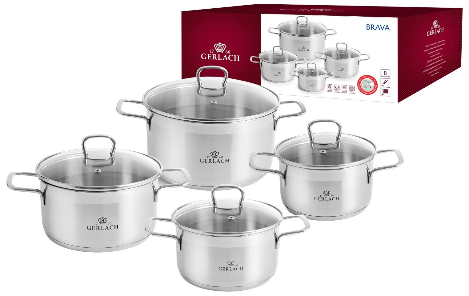 OUTLET - Zestaw garnków 8 el. BRAVA