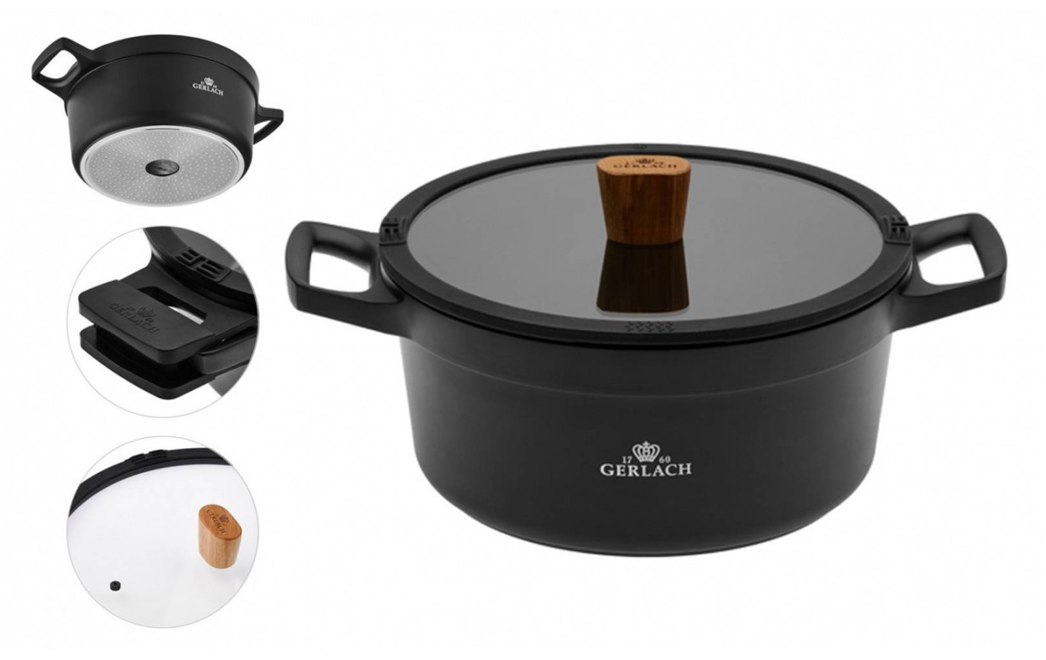 Zestaw noży w bloku + 2x garnki 24/28 cm + 3x patelnie NATUR