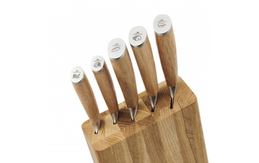 Zestaw noży w bloku + 2x garnek 24/28 cm + 3x patelnia 20/24/28cm NATUR