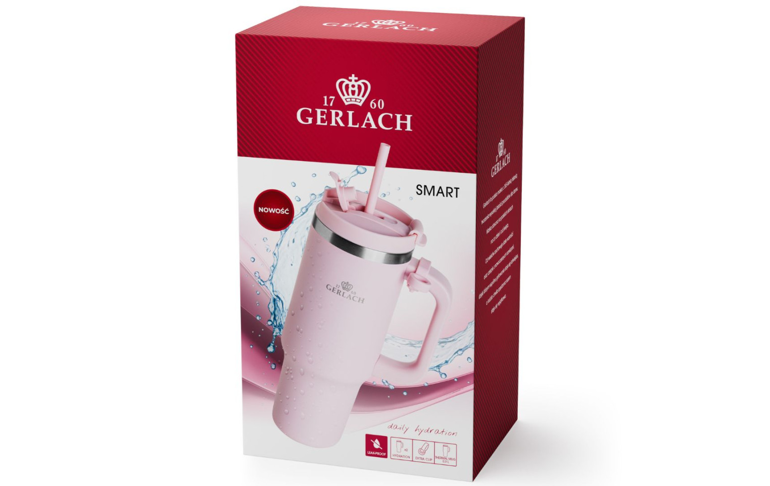 Kubek termiczny SMART 0,9 L różowy