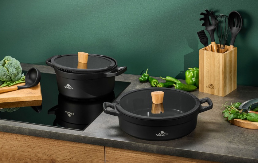 Zestaw garnek 24 cm + garnek 28 cm + patelnia 24 cm z powłoką ceramiczną NATUR