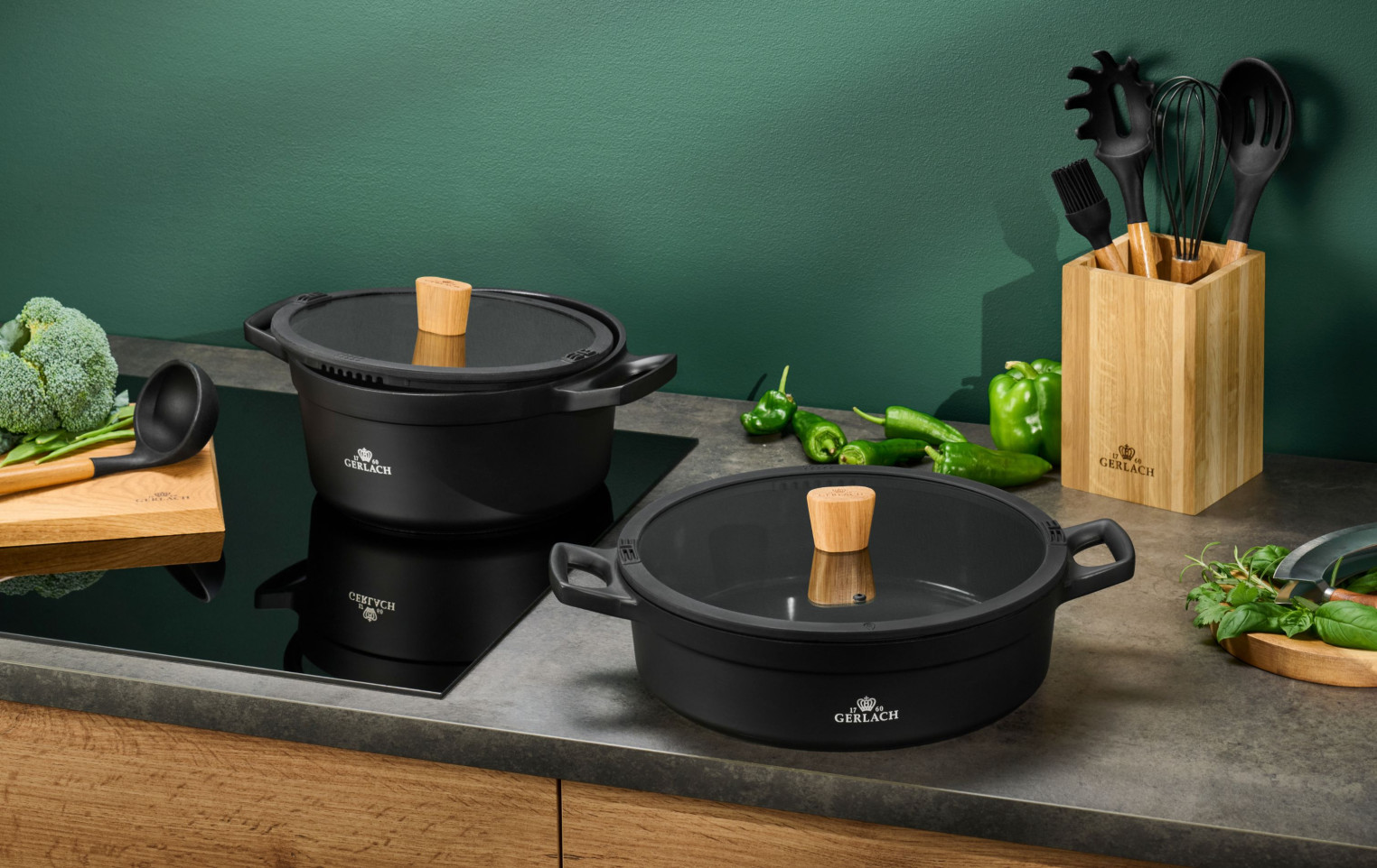 Zestaw garnek 24 cm + garnek 28 cm + patelnia 24 cm z powłoką ceramiczną NATUR