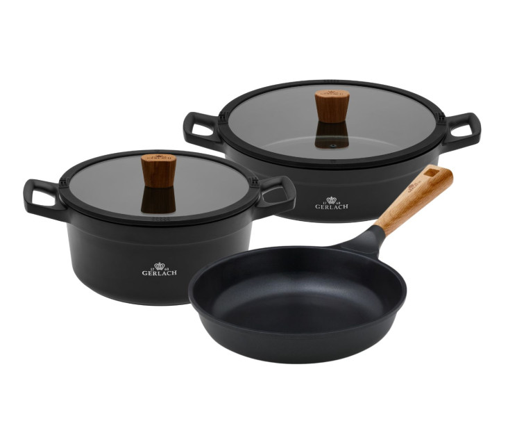 Zestaw garnek 24 cm + garnek 28 cm + patelnia 24 cm z powłoką ceramiczną NATUR
