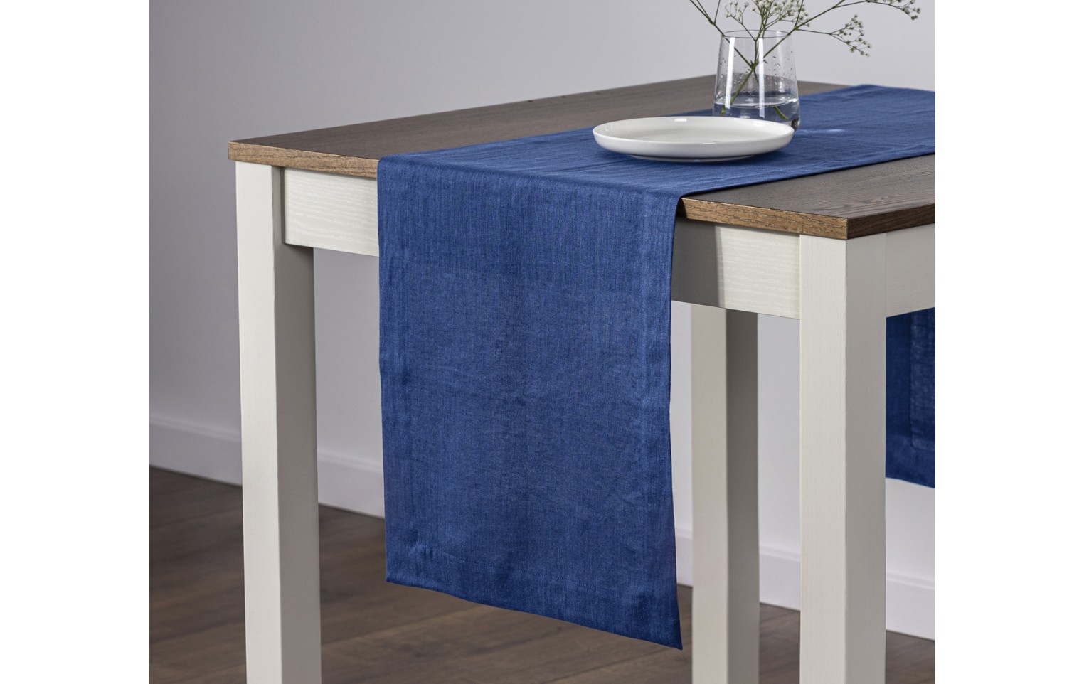 Lniany bieżnik PRESTIGE granatowy 40x160cm