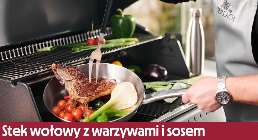Stek wołowy z warzywami i sosem z zielonego pieprzu – przepis Adama Borowicza