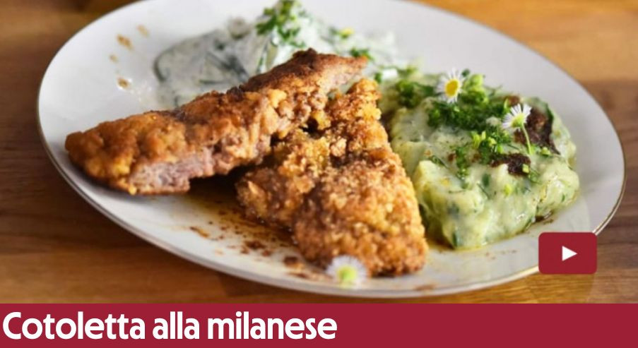 Cotoletta alla milanese, czyli włoski schabowy z zielonym puree i ziołową mizerią – przepis zero waste